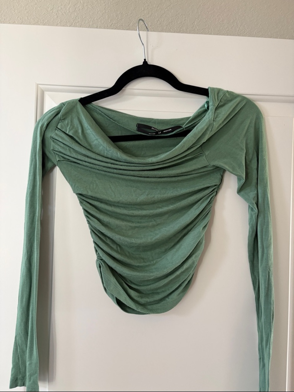 silence + noise Sage Green Ruched Long-Sleeve Top